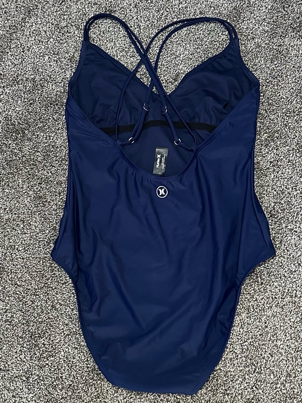 HURLEY Navy Blue One-Piece Strappy Swimsuit Bathing Suit Size Large - Picture 2 of 6